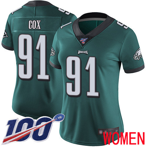 Women Philadelphia Eagles #91 Fletcher Cox Midnight Green Team Color Vapor Untouchable NFL Jersey Limited 3->women nfl jersey->Women Jersey